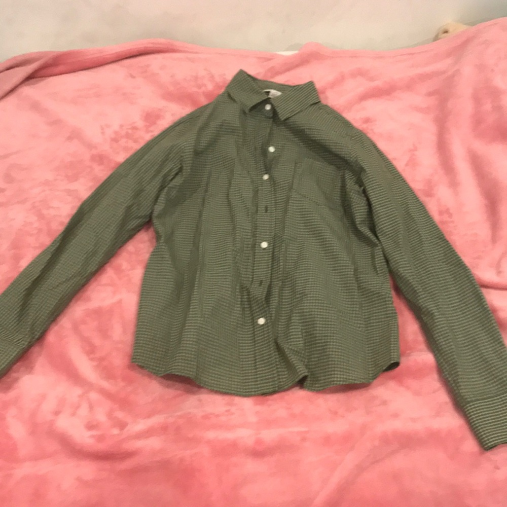 Green checkered button down